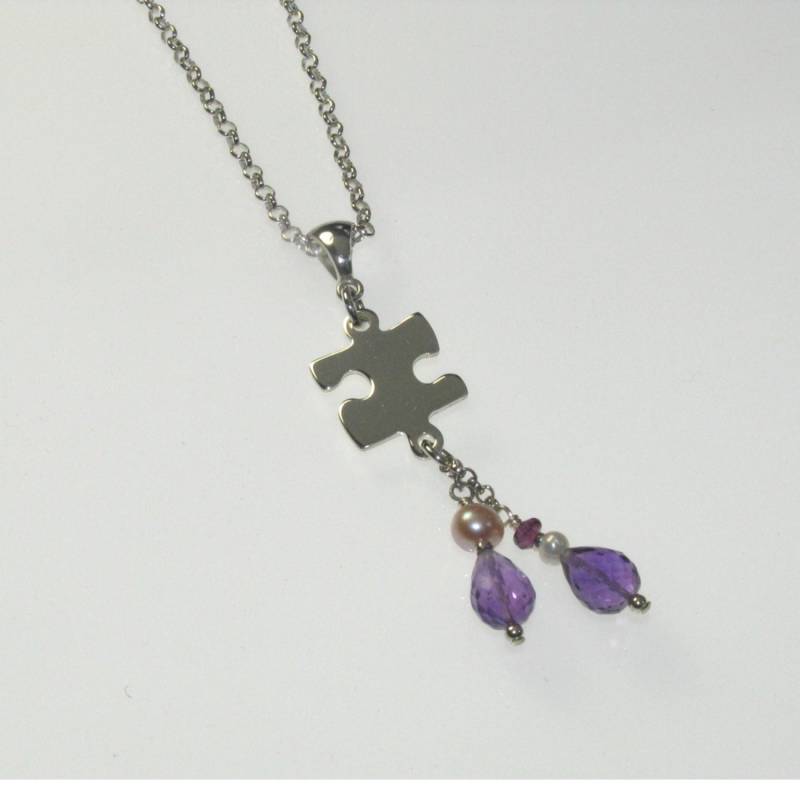 Sterling Silber Puzzle Stück Anhänger Mit Natürlichen Stein Quaste Für Autismus Sterling Silber Puzzle Stück Anhänger Mit Natürlichen Stein Quaste Für Autismus von ArtisanForAutism