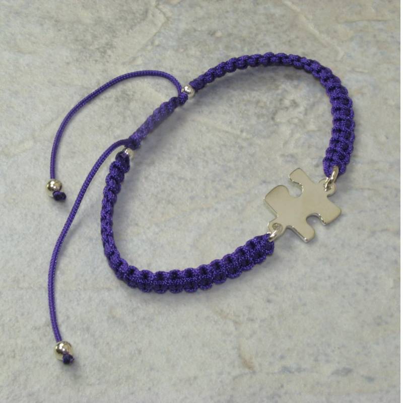 sterling Silber Gewebt Verstellbare Armband Mit Puzzleteil Für Autismus von ArtisanForAutism