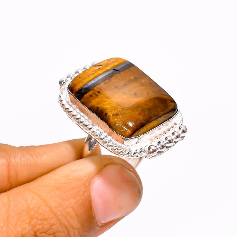 Designer Tigerauge Edelstein Ring, Handgemachte Sterling Silber Boho Statement Brautschmuck, Einzigartiges Geschenk von ArtisanStoneJewelry