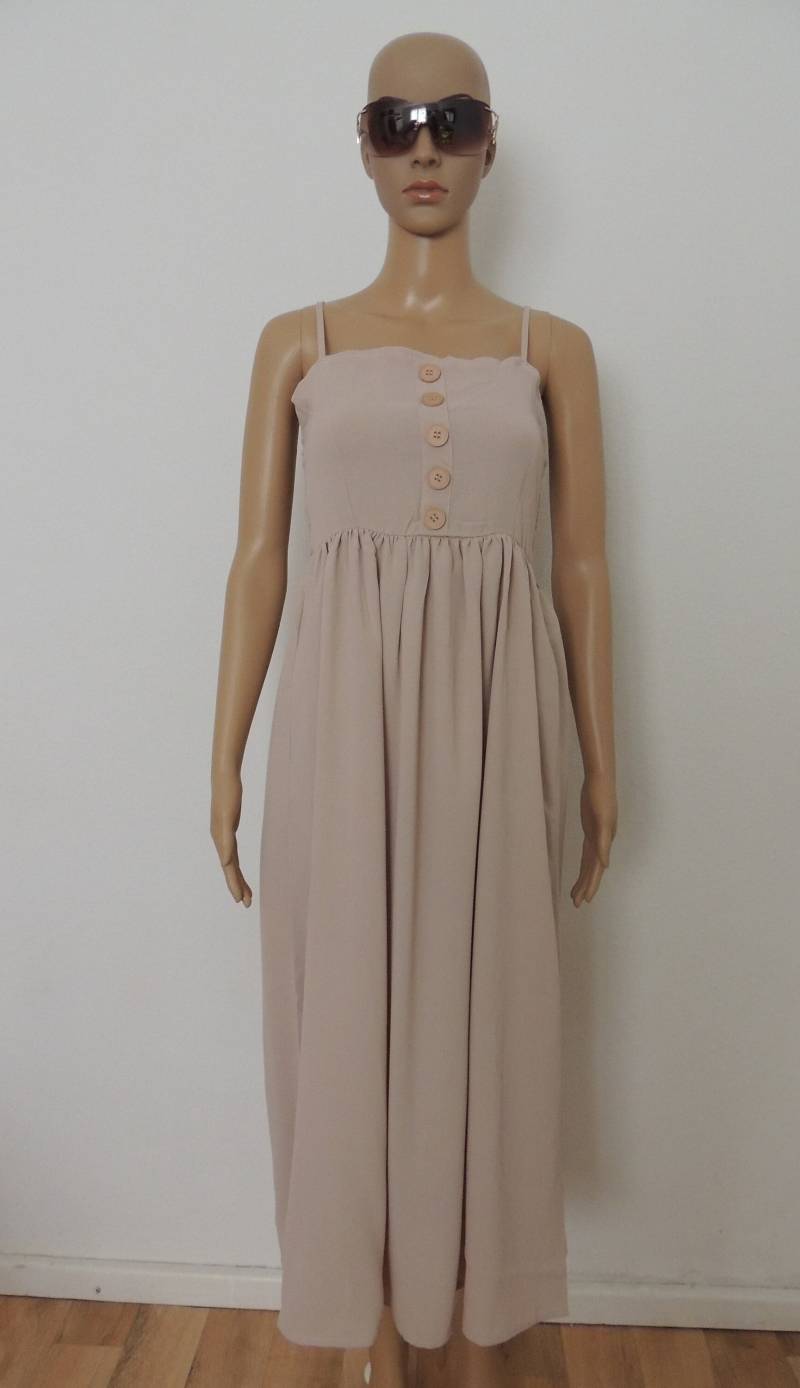 Langes Sommerkleid Mir Gesmokter Oberteil, Elegantes Kleid Mit Spaghettiträger, Damenkleid von ArtisanWithPassion