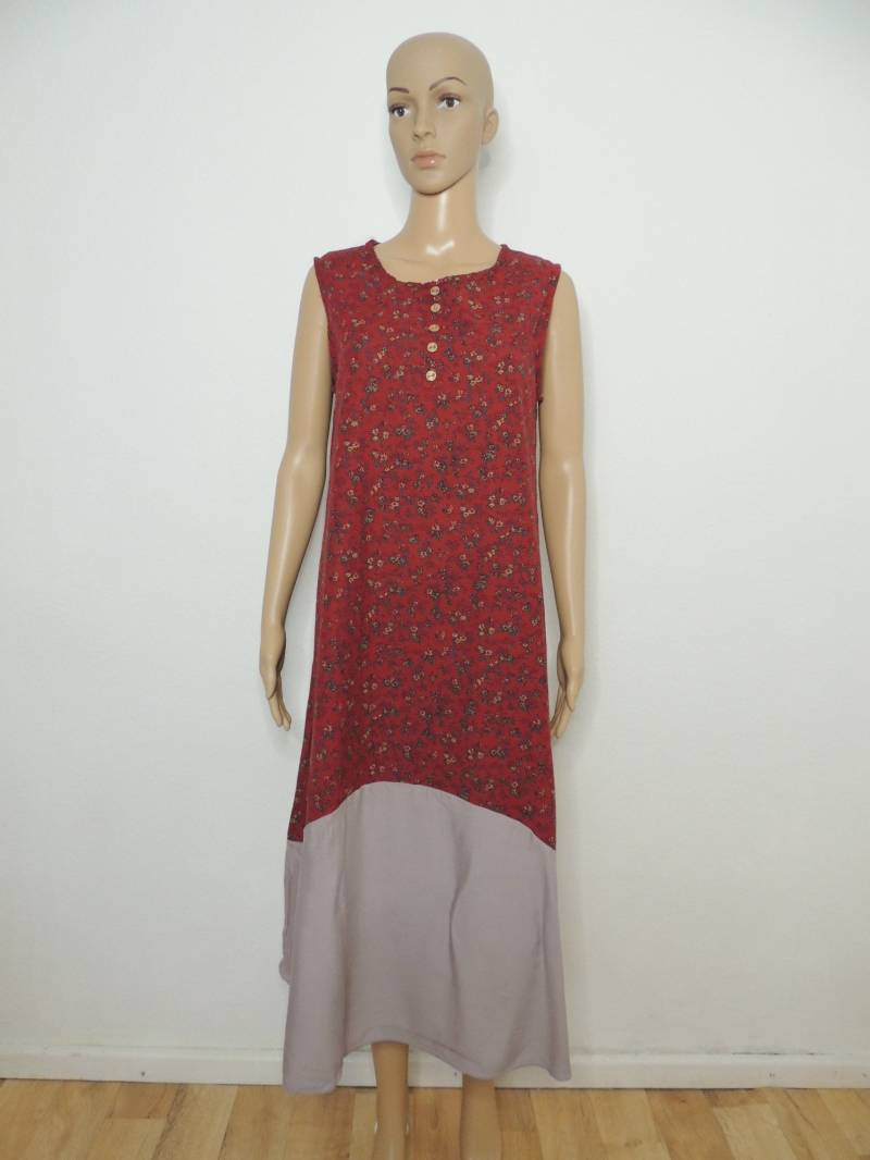 Langes Sommerkleid Mit Rundhals, Geblümtes Freizeitkleid, Schlupfkleid, Freizeitkleid von ArtisanWithPassion