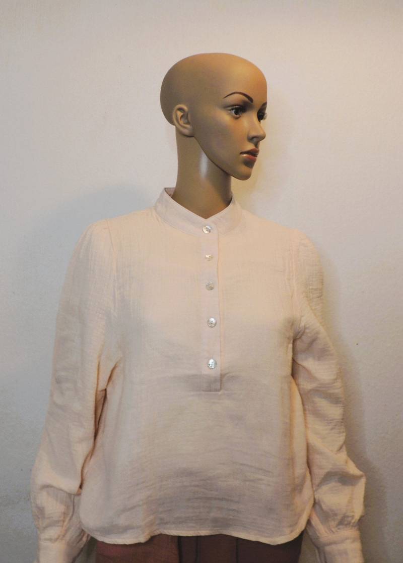 Musselin Damen Langarmbluse, Sommerbluse in Zartes Rosa von ArtisanWithPassion