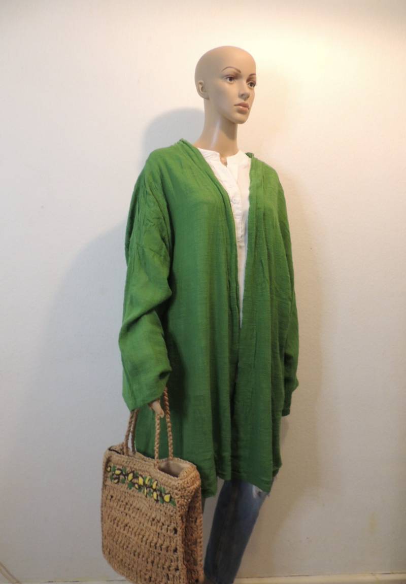 Sommer Cardigan in Knielanger Form, Moderner Mit Langarm Grün von ArtisanWithPassion