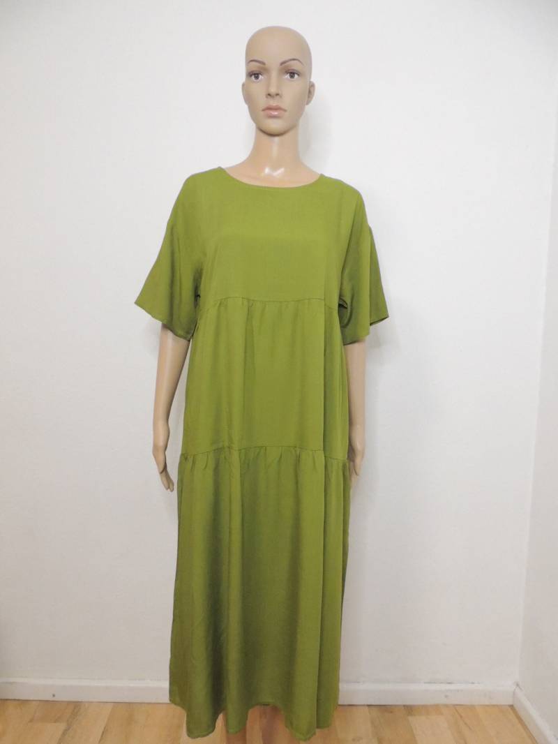 Sommerkleid Mit Kurzarm, Midi Freizeitkleid Volant in Grün von ArtisanWithPassion