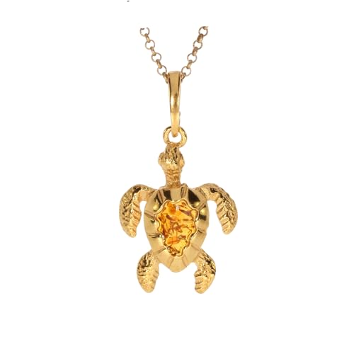 Artisana-Schmuck Bernstein Anhänger, kleine Schildkröte als Anhänger aus Bernstein und 925 Sterling Silber vergoldet von Artisana-Schmuck