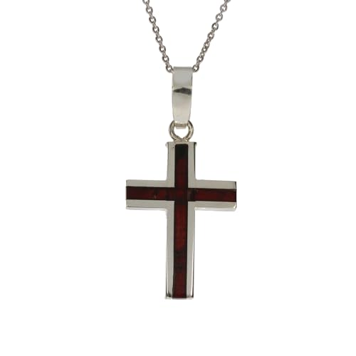 Artisana-Schmuck Bernstein Anhänger, moderner Anhänger Kreuz (ohne Kette) mit Bernstein, gefasst in 925/000 Sterling Silber von Artisana-Schmuck