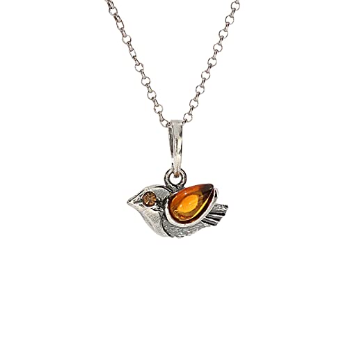 Artisana-Schmuck Bernstein Anhänger (ohne Kette), Kleiner Anhänger Vogel aus Bernstein und 925/000 Sterling Silber von Artisana-Schmuck