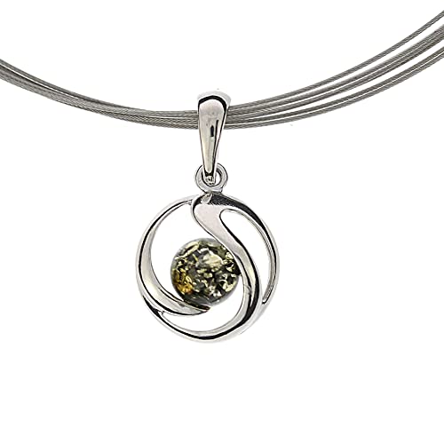 Artisana-Schmuck Bernstein Anhänger (ohne Kette, grüner Anhänger für Kette aus Bernstein und 925/000 Sterling Silber rhodiniert Artisana-Schmuck Bernstein Anhänger (ohne Kette, grüner Anhänger für Kette aus Bernstein und 925/000 Sterling Silber rhodiniert von Artisana-Schmuck