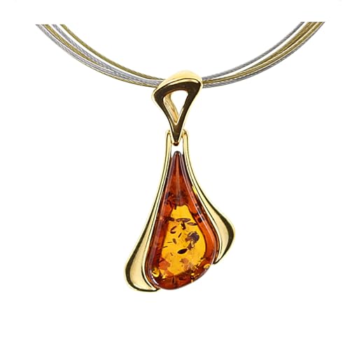 Artisana-Schmuck Bernstein Anhänger Damen (ohne Kette) – Modern & Elegant – Vergoldetes 925 Sterling Silber – Geschenkbox inklusive - Geschenk für jeden Anlass von Artisana-Schmuck