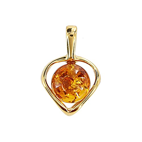 Artisana-Schmuck Bernstein Anhänger Herz, gefasst in 925/000 Sterling Silber vergoldet von Artisana-Schmuck