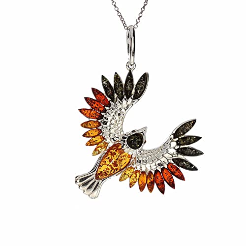 Artisana-Schmuck Bernstein Anhänger Vogel (ohne Kette), gefasst in 925/000 Sterling Silber von Artisana-Schmuck