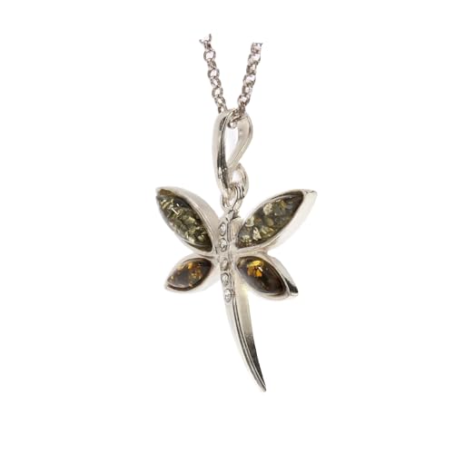 Artisana-Schmuck Bernstein Anhänger grüne Libelle (ohne Kette), gefasst in 925/000 Sterling Silber von Artisana-Schmuck