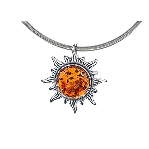 Bernstein Anhänger Sonne (ohne Kette) von Artisana-Schmuck, gefasst in 925/000 Sterling Silber von Artisana-Schmuck