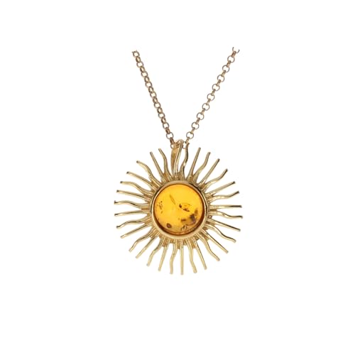 Artisana-Schmuck Eleganter, moderner Bernstein Anhänger Sonne (ohne Kette, Fassung 925/000 Sterling Silber vergoldet Artisana-Schmuck Eleganter, moderner Bernstein Anhänger Sonne (ohne Kette, Fassung 925/000 Sterling Silber vergoldet von Artisana-Schmuck