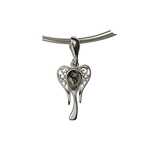 Artisana-Schmuck Bernstein Anhänger, grüner Anhänger Engel mit Bernstein, gefasst in 925/000 Sterling Silber rhodiniert Artisana-Schmuck Bernstein Anhänger, grüner Anhänger Engel mit Bernstein, gefasst in 925/000 Sterling Silber rhodiniert von Artisana-Schmuck