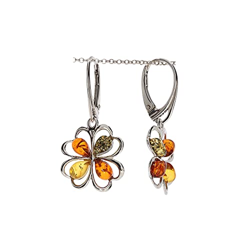 Artisana-Schmuck Bernstein Ohrringe, Ohrhänger multicolor aus baltischem Bernstein und 925/000 Sterling Silber rhodiniert von Artisana-Schmuck