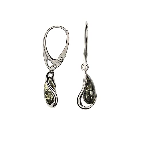 Bernstein Ohrringe von Artisana-Schmuck, elegante grüne Ohrhänger aus Bernstein und 925/000 Sterling Silber rhodiniert Bernstein Ohrringe von Artisana-Schmuck, elegante grüne Ohrhänger aus Bernstein und 925/000 Sterling Silber rhodiniert von Artisana-Schmuck