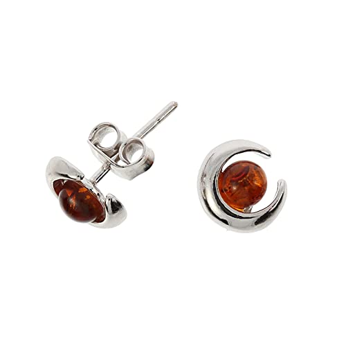 Bernstein Ohrringe von Artisana-Schmuck, kleine moderne Ohrstecker aus Bernstein und 925/000 Sterling Silber rhodiniert von Artisana-Schmuck