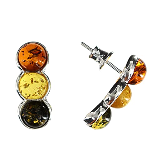 Bernstein Ohrringe, bunte Ohrstecker aus Bernstein und 925/000 Sterling Silber rhodiniert von Artisana-Schmuck Bernstein Ohrringe, bunte Ohrstecker aus Bernstein und 925/000 Sterling Silber rhodiniert von Artisana-Schmuck von Artisana-Schmuck