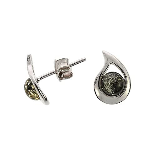 Bernstein Ohrringe, kleine grüne Ohrringe aus Bernstein und 925/000 Sterling Silber rhodiniert von Artisana-Schmuck von Artisana-Schmuck