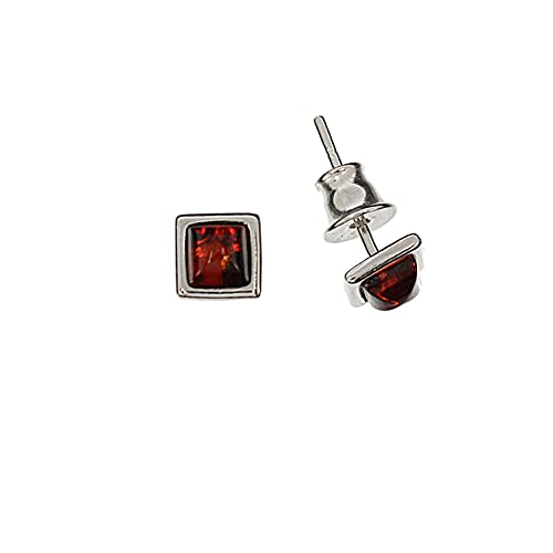 Bernstein Ohrringe von Artisana-Schmuck, rechteckige Ohrstecker mit Bernstein, Fassung 925/000 Sterling Silber rhodiniert von Artisana-Schmuck