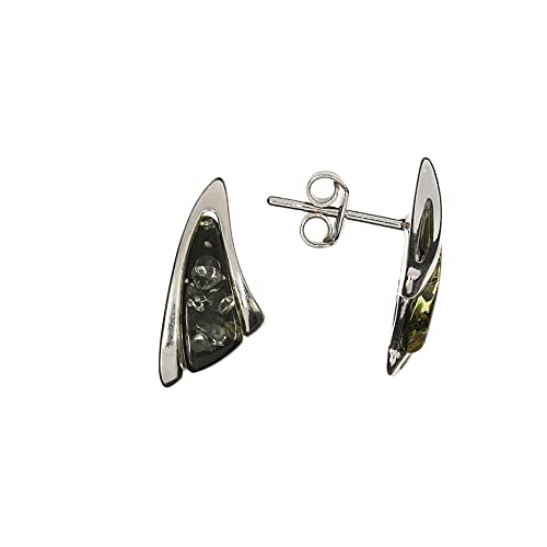 Bernstein Ohrringe, moderne dreieckige grüne Ohrstecker aus Bernstein und 925/000 Sterling Silber rhodiniert von Artisana-Schmuck Bernstein Ohrringe, moderne dreieckige grüne Ohrstecker aus Bernstein und 925/000 Sterling Silber rhodiniert von Artisana-Schmuck von Artisana-Schmuck