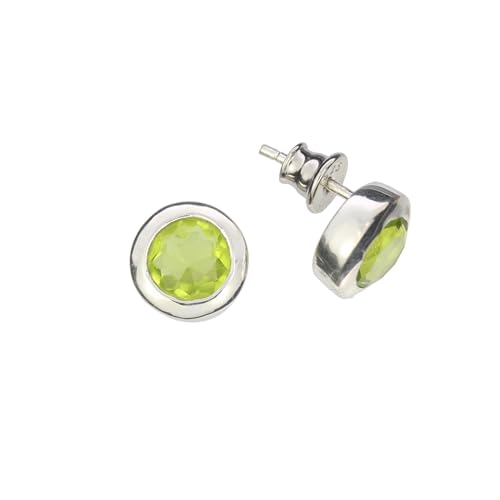 Ohrringe mit Peridot von Artisana-Schmuck, elegante runde Ohrstecker aus 925/000 Sterling Silber und Peridot Ohrringe mit Peridot von Artisana-Schmuck, elegante runde Ohrstecker aus 925/000 Sterling Silber und Peridot von Artisana-Schmuck