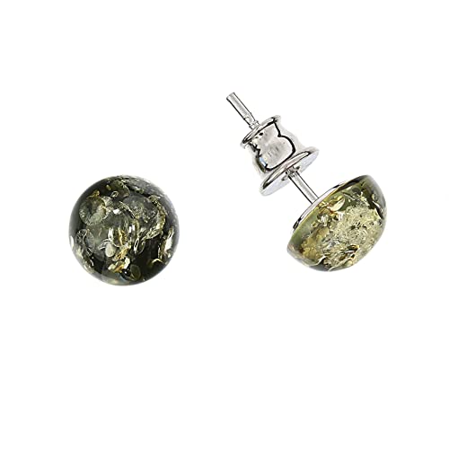 Bernstein Ohrringe, runde grüne Ohrstecker aus 925/000 Sterling Silber rhodiniert und Bernstein von Artisana-Schmuck Bernstein Ohrringe, runde grüne Ohrstecker aus 925/000 Sterling Silber rhodiniert und Bernstein von Artisana-Schmuck von Artisana-Schmuck