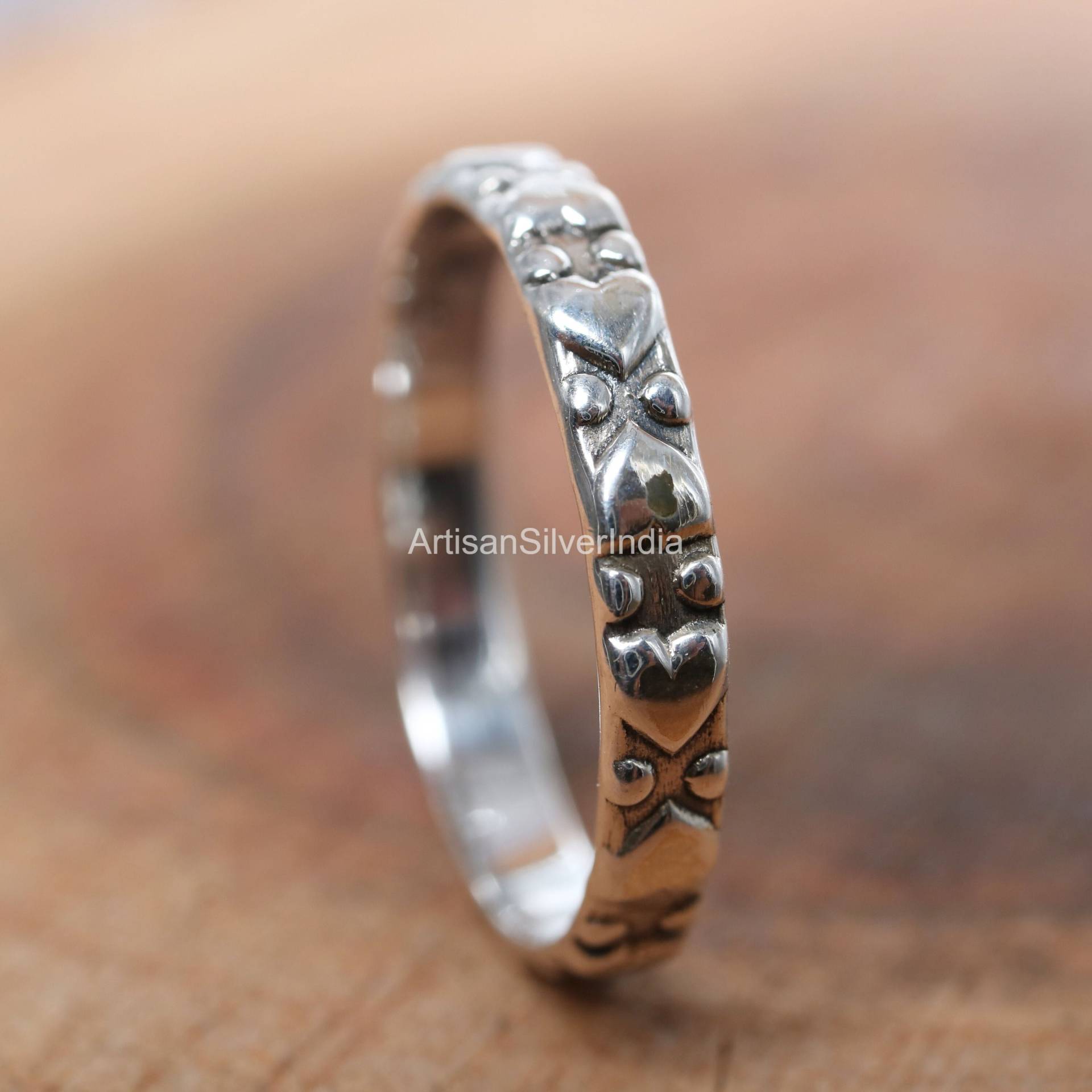 925 Sterling Silber Ring, Liebe Band Herz Paar Frauen Eheringe von ArtisansilverIndia