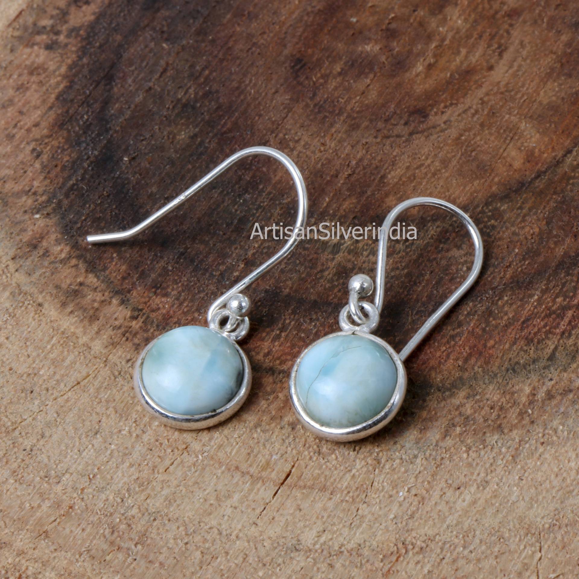 925Er Silber Ohrring, Natürliche Larimar Zierliche Schmuck, Ohrringe, Tropfen Frauen Antike Schmuck von ArtisansilverIndia