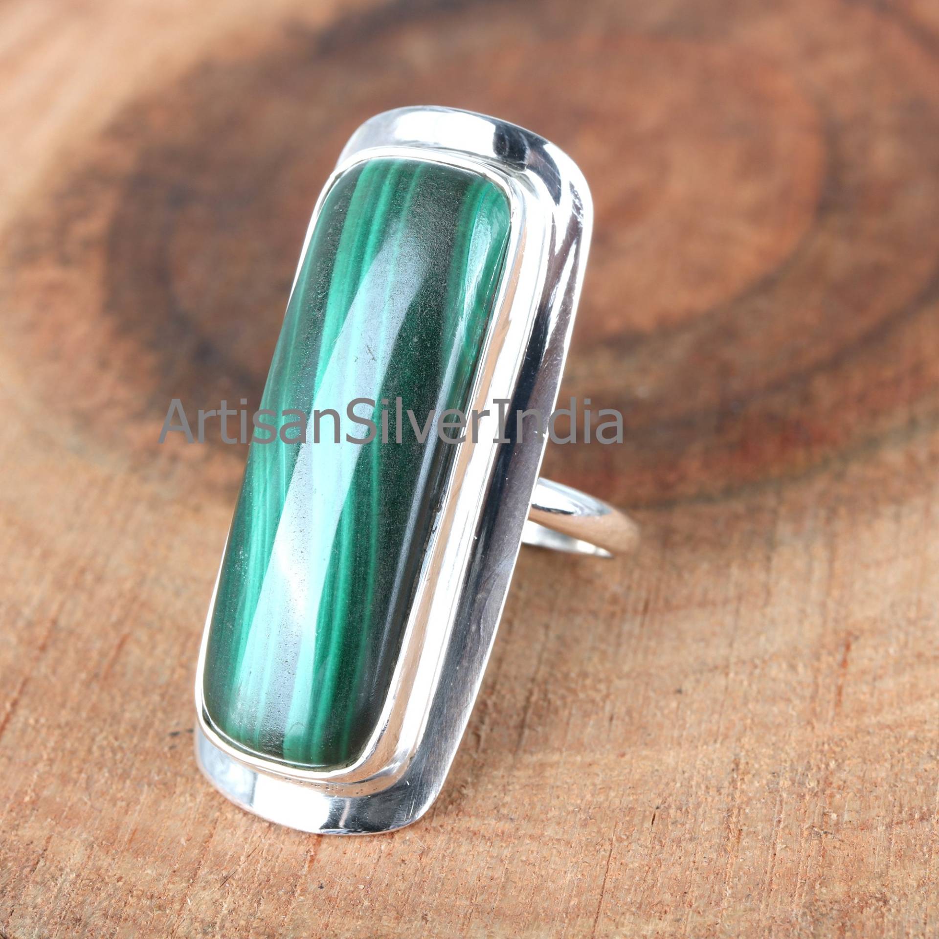 Malachit Ring, Edelstein Tägliche Abnutzung 925 Silber Grüner Ring Für Frauen, Boho Schmuck von ArtisansilverIndia