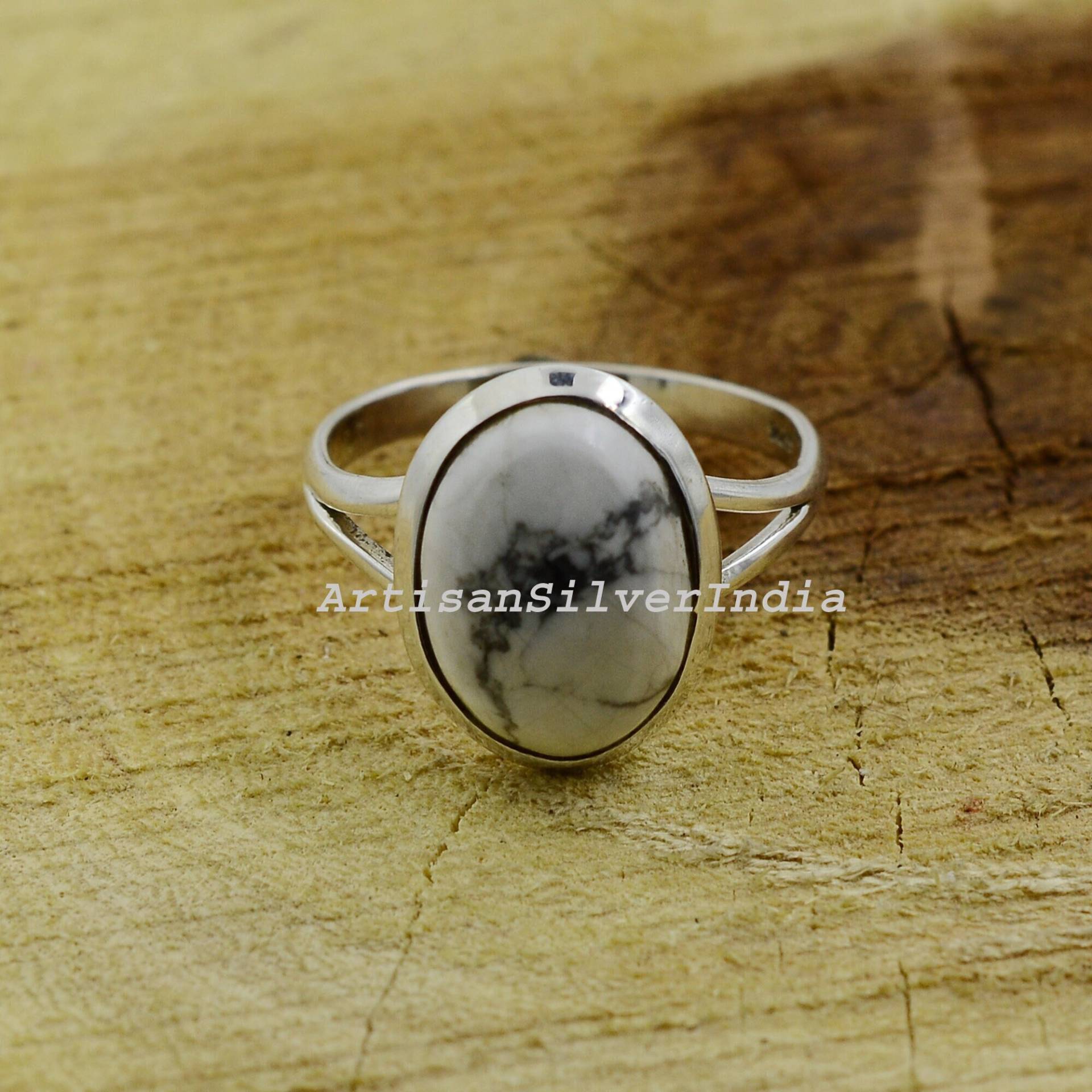 Natürliche Howlith Silberring, Edelsteinring, 925Er Silber Ring, Frauen Weiß Geschenk Für Sie, Zierliche Tägliche Tragen Ring von ArtisansilverIndia