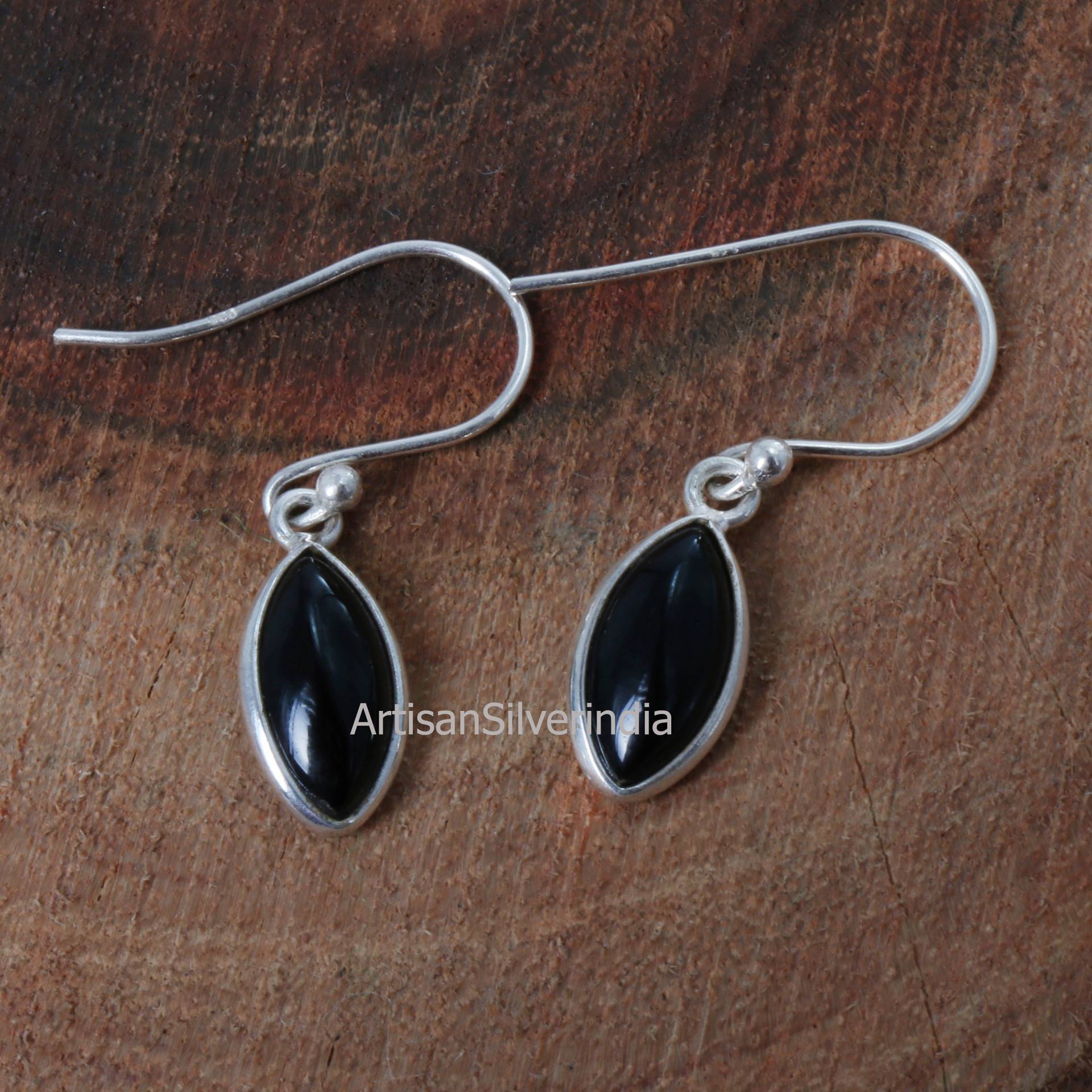 Natürliche Schwarze Onyx Ohrringe, 925Er Silber Ohrring, Schmuck Für Sie, Frauen Edelstein Hochzeitsgeschenke, Minimalist Ohrring von ArtisansilverIndia