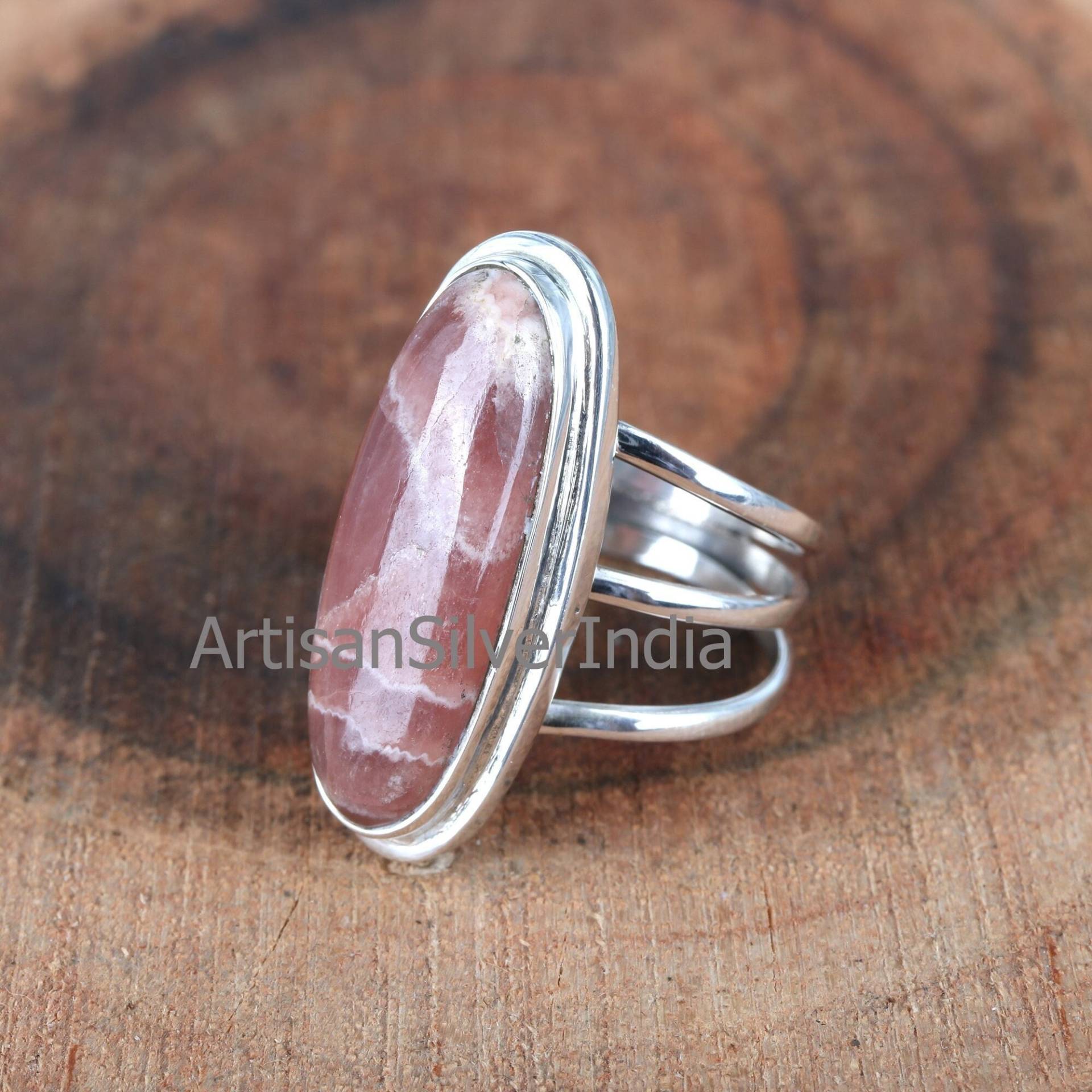 Natürlicher Rhodochrosit Ring, 925 Sterling Silber Frauen Zarte Rosa Brautjungfer Geburtsstein Ringe von ArtisansilverIndia