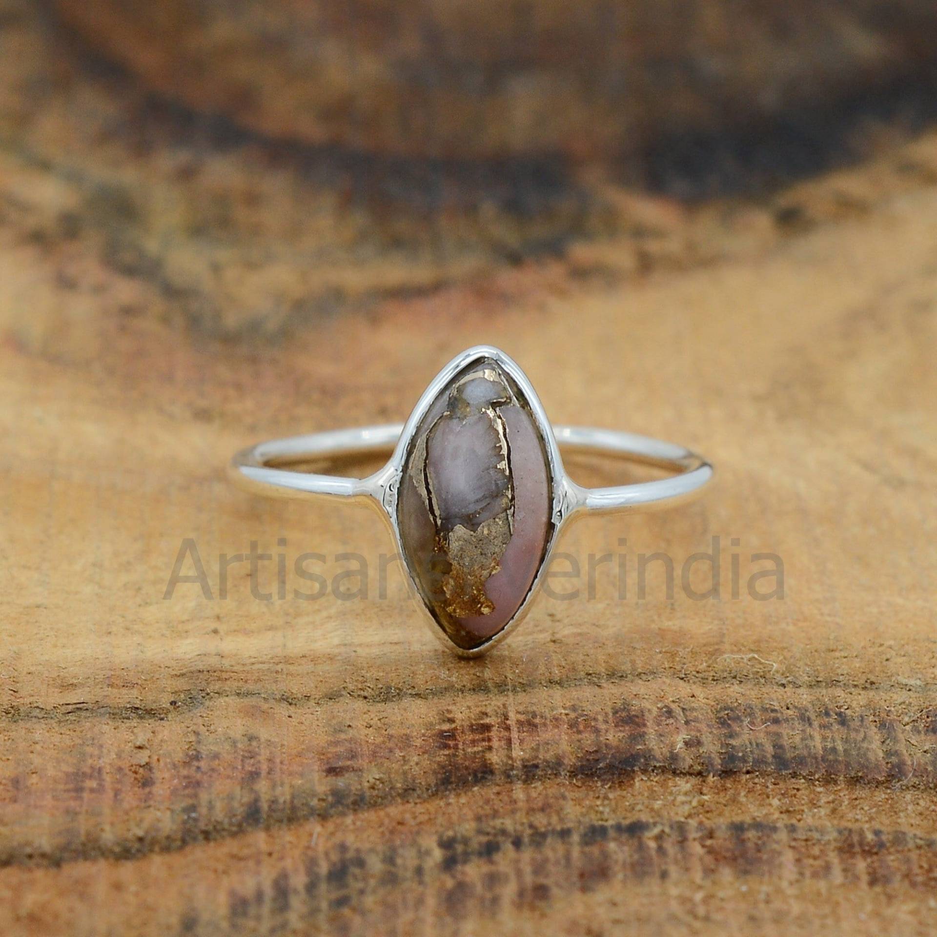 Rosa Kupfer Türkis Ring, Handgemachter Frauen Statement Jeden Tag Boho Schmuck, Geschenk Für Sie von ArtisansilverIndia