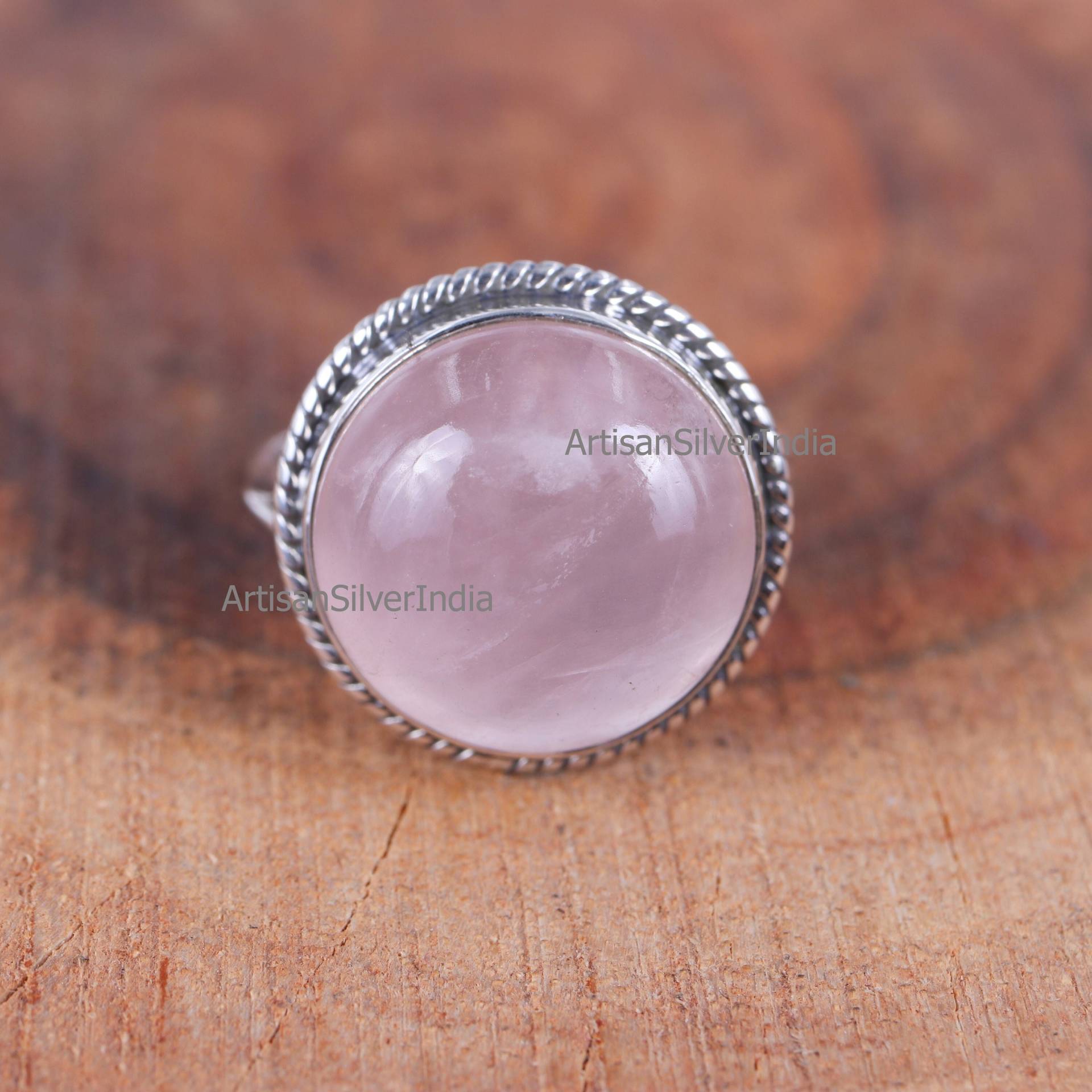 Rosenquarz Ring, Handgemachter 925 Silber Edelstein Boho Geschenk Für Sie, Rosa Quarz Schmuck, Frauen Ring von ArtisansilverIndia