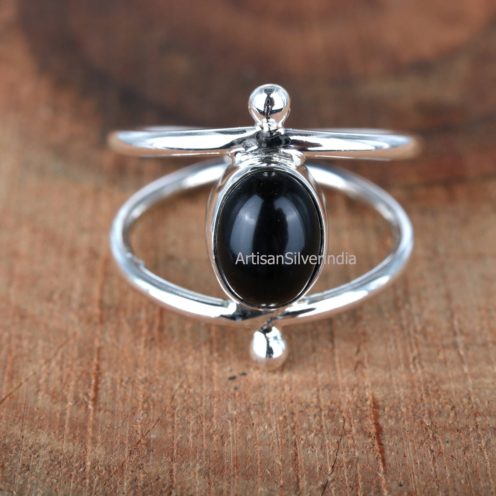 Schwarzer Onyx Ring, Handgemachter Edelstein Jeden Tag Angst Frauen 925 Silber Hochzeitsgeschenke von ArtisansilverIndia