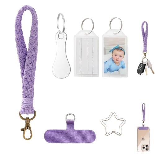 Artisoul Schlüsselanhänger Damen, Schlüsselanhänger Kurz + Handykette Gewebt Handyband + Einkaufswagenchip+ Schlüssel Tag | 18cm Schlüsselband Armband | Handsfree Tragbares Design (Lisa) von Artisoul