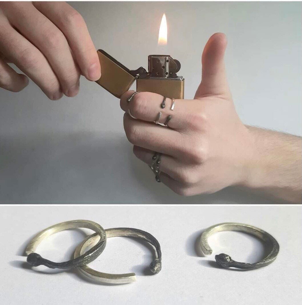 Streichholz Ring, Offener Silber Stapelbar Ring von ArtissimoArtGallery