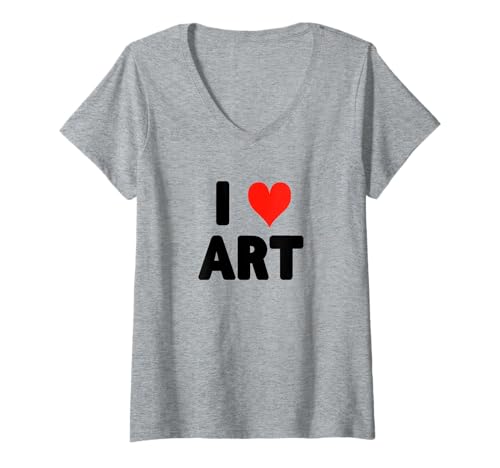 Damen I Love Art – Herz niedliche Malerei Skulptur Malerei Museum T-Shirt mit V-Ausschnitt von Artist Art for Men Women Work Boss by RJ