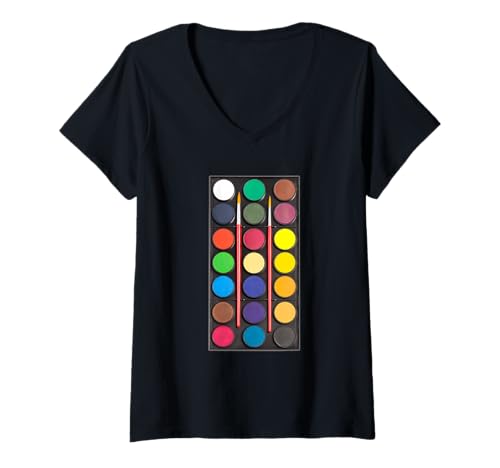Damen Künstler & Maler Aquarellpalette Hintergrund Grafik T-Shirt mit V-Ausschnitt Damen Künstler & Maler Aquarellpalette Hintergrund Grafik T-Shirt mit V-Ausschnitt von Artist Craft Painter Backgrounds & Graphics