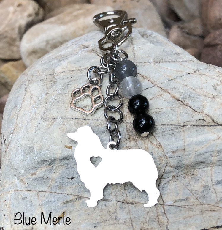 Australian Shepherd Hund Schlüsselanhänger, Edelstahl Taschenanhänger, Aussie Schmuck, Weihnachtsgeschenk von ArtistCreationsKaren