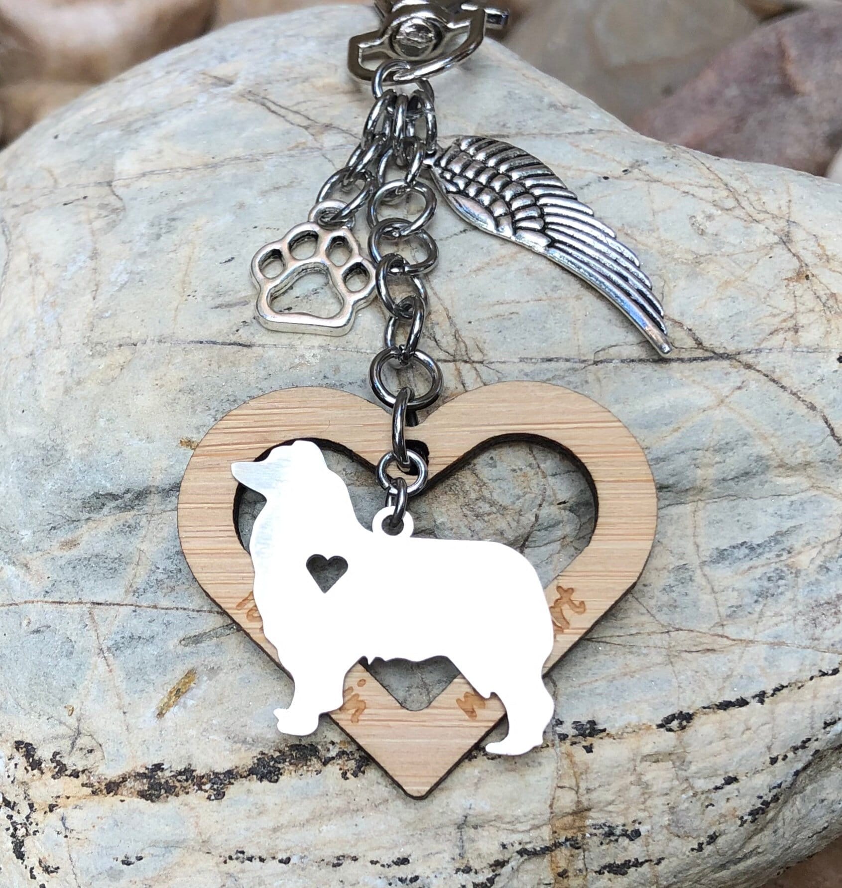 Australian Shepherd Hund Tier Erinnerung Schlüsselanhänger, Edelstahl, Haustier Andenken, Verlust Taschenanhänger, Memory von ArtistCreationsKaren