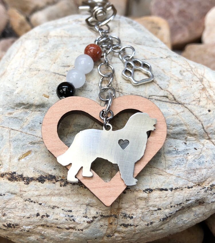 Berner Sennenhund Edelstein Schlüsselanhänger - Hunde Haustier Taschenanhänger Geschenk Schmuck von ArtistCreationsKaren