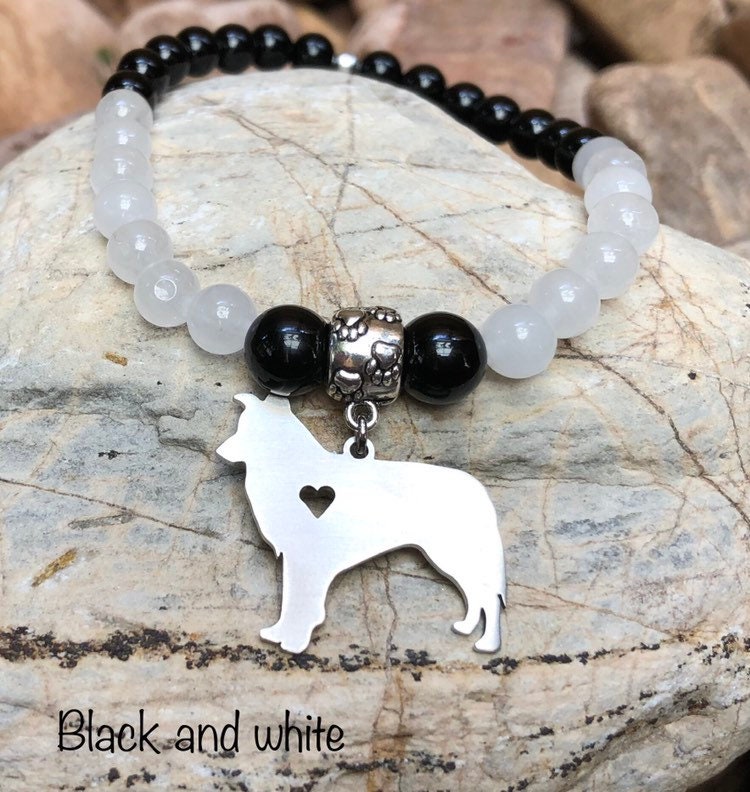 Border Collie Edelstein Armband - Hundearmband Schmuck Haustierschmuck Perlenarmband Border Collie Edelstein Armband - Hundearmband Schmuck Haustierschmuck Perlenarmband von ArtistCreationsKaren