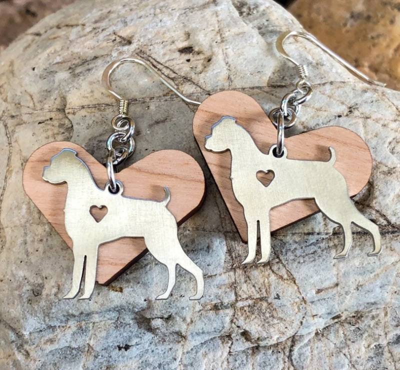Boxer-Hunde-Ohrringe - Hunde-Ohrringe Herz-Ohrringe Aus Holz Boxer-Hunde-Schmuck Schmuck Geschenk Für Hundeliebhaber Tropfen-Ohrringe Hund von ArtistCreationsKaren