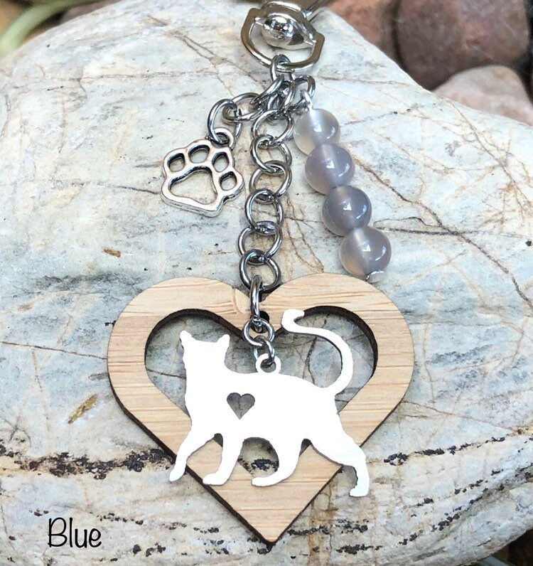 Burmese Katze Edelstein Schlüsselanhänger - Katzentasche Charm Katzen Schmuck Tier Andenken Katzenliebhaber Geschenk von ArtistCreationsKaren