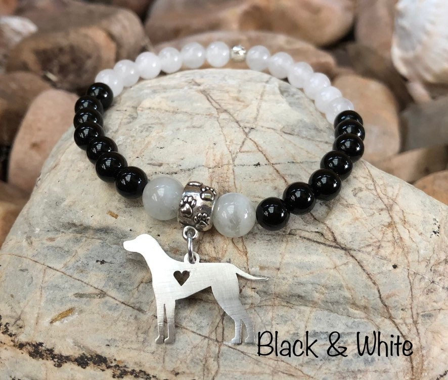 Dalmatiner Edelstein Armband - Hundearmband Schmuck Hunde Perlen Hundeliebhaber Geschenk Hund von ArtistCreationsKaren