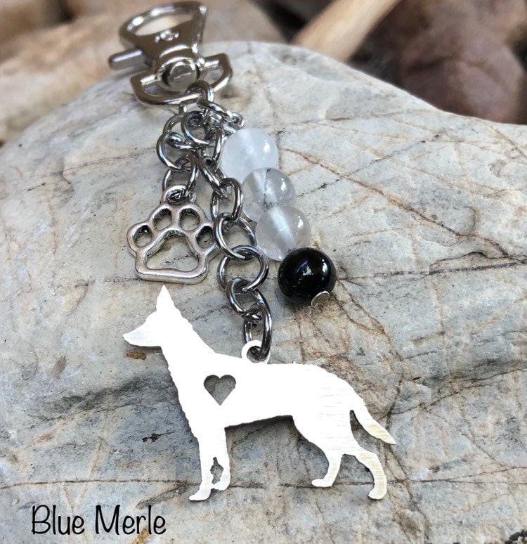 Koolie Hunde Schlüsselanhänger - Hundetasche Charm Hund Edelstein Coolie Hundeschmuck Schmuck Hundeliebhaber Geschenk Tier von ArtistCreationsKaren