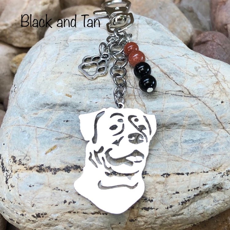 Rottweiler Hund Schlüsselanhänger, Haustier Taschenanhänger, Edelstein Andenken Schmuck, Tierschmuck, Weihnachten Rottweiler Hund Schlüsselanhänger, Haustier Taschenanhänger, Edelstein Andenken Schmuck, Tierschmuck, Weihnachten von ArtistCreationsKaren